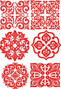 中式传统红色花纹图案集