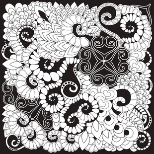 黑白花卉图案装饰画