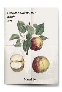 复古红苹果水果海报