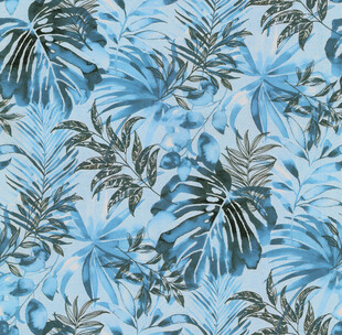 蓝调热带植物印花图案