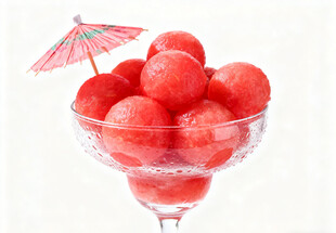玻璃杯中的西瓜球