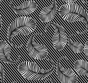 黑白棕榈叶几何图案背景