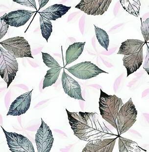 水彩风叶片无缝图案背景