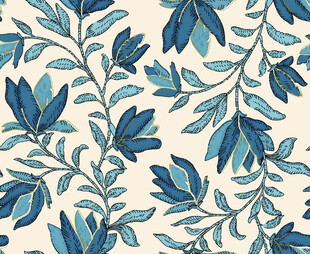 蓝白花卉植物图案纹理