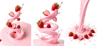 草莓粉色饮品创意瞬间