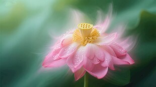 娇艳绽放的粉色荷花