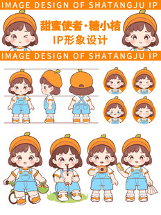 卡通手绘砂糖橘三视图