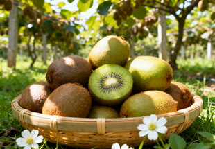 竹篮中的猕猴桃