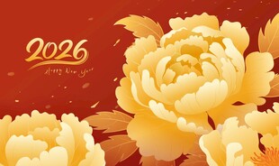 2026年牡丹贺岁插画