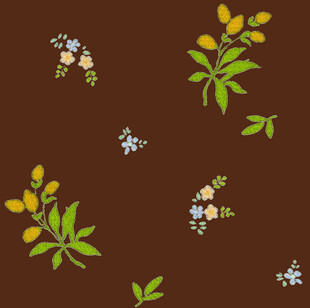 棕色背景上的清新花卉图案