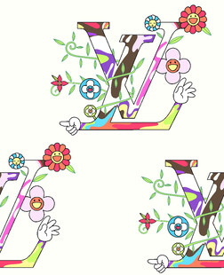 多彩花卉大牌字母图案