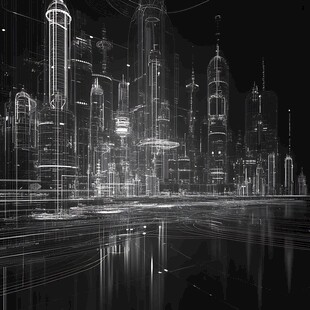 未来都市夜景科技感十足
