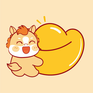 萌马抱金元宝超可爱