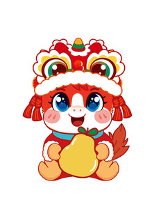 萌态瑞狮抱金瓜