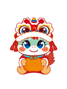 可爱舞狮卡通形象