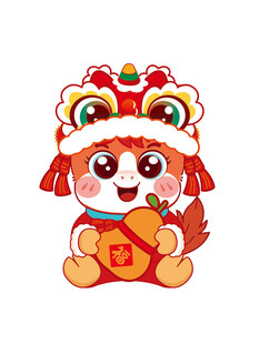 萌态马娃贺岁手持福字