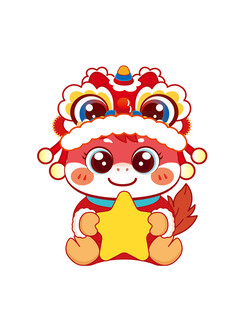 萌态舞狮小马抱金星星