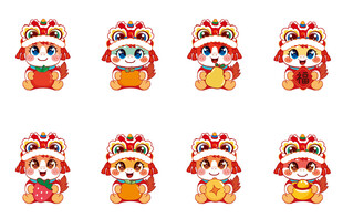 可爱舞狮卡通形象集合
