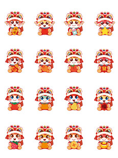 可爱传统舞狮图案集合