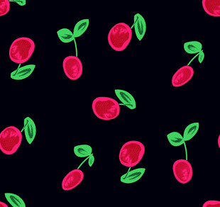 黑底 卡通 樱桃