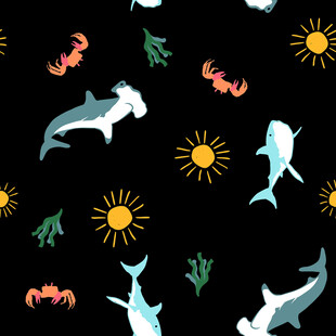 鲨鱼 鲸鱼 卡通 大牌