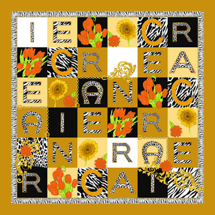 几何花卉字母拼接图案
