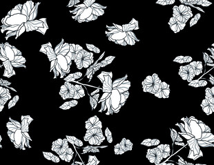 黑底线条花
