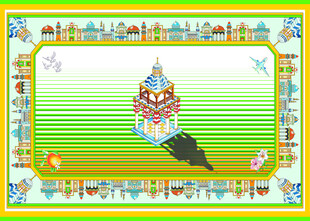 卡通风格城堡边框背景图