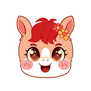 可爱红发小马卡通头像