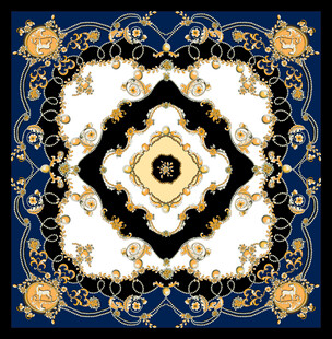 精美蓝白金几何图案地毯