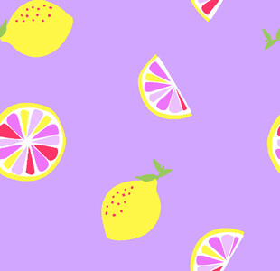 紫色背景上的柠檬图案