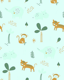 清新 动物 植物 无缝图案