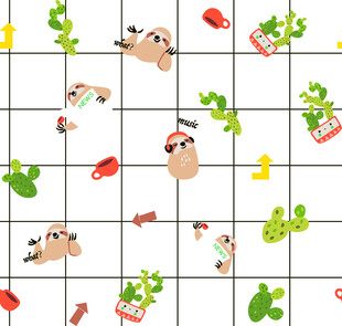 卡通 仙人掌 背景图 方块