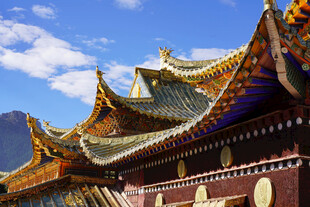 藏式寺庙古建筑屋顶风光