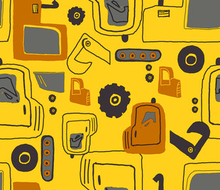 卡通 多样 工程车