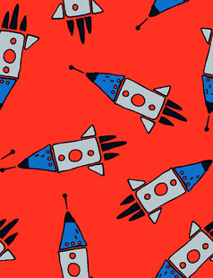 红色  多彩 火箭 