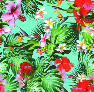 热带花卉绿植图案