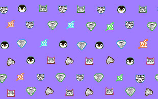 紫色 卡通 动物