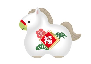 福字装饰的可爱小马摆件