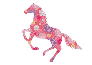 彩色花纹跃动骏马图案