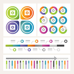 多彩圆形图表及元素集合