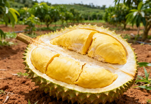 剥开的榴莲果肉