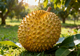 阳光下的榴莲果实