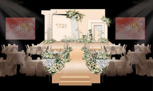 浪漫白色系婚礼现场布置