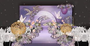 梦幻紫色系婚礼花艺布置