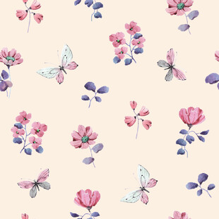 花卉蝴蝶水彩图案背景