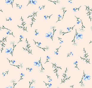 淡米色底蓝色小花图案