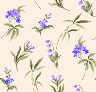 淡米色底蓝花植物图案