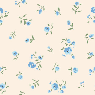 蓝花米色底清新花卉图案