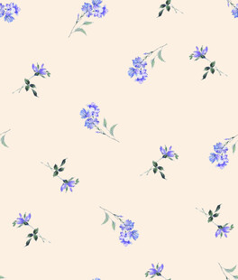 淡米色底蓝花水彩花卉图案